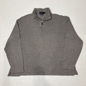 Polo Ralph Lauren Estate Rib 1/4 Zip Sweater Pullover Mens XL Pony Gray